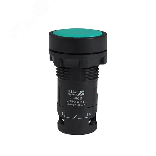 Кнопка с фиксацией OptiSignal Compact D22 C7-PH-311 зеленая 1НО+1НЗ XB7NH35