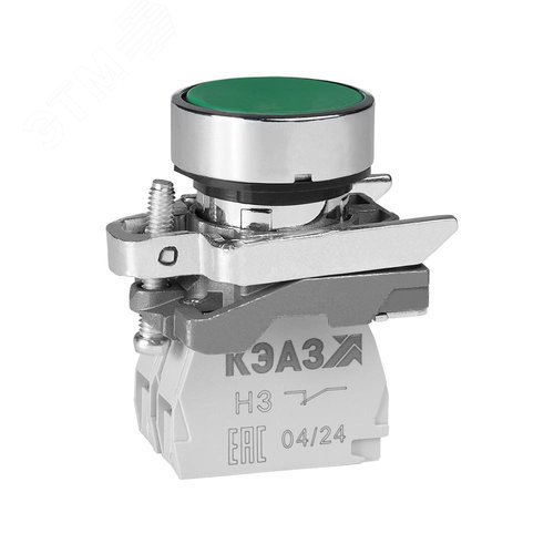 Кнопка КМЕ4510мС-зеленый-1но+0нз-цилиндр-IP54