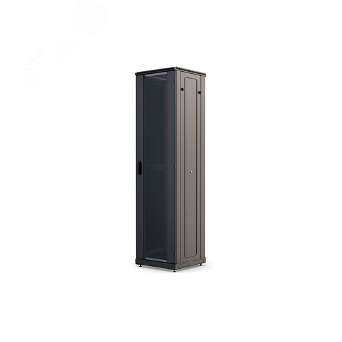 Шкаф телекоммуникационный напольный 47U 600x1000 ШТ-НП-М-47U-600-1000-С-Ч, передняя дверь стекло, черный