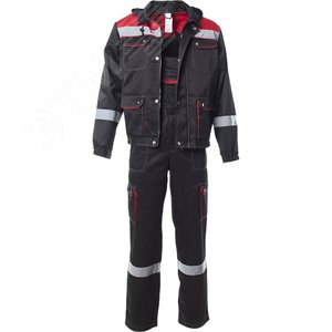 Костюм  АНТЕЙ с СОП летний куртка п к цв.черный с красным 48-50 96-100 170-176