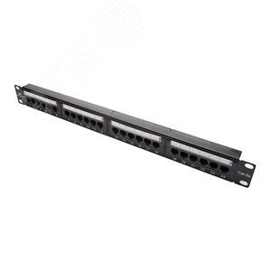 Панель коммутацинная кат.5е, UTP, 19', 1U, 24хRJ45, 568A/В, черный DATAREX