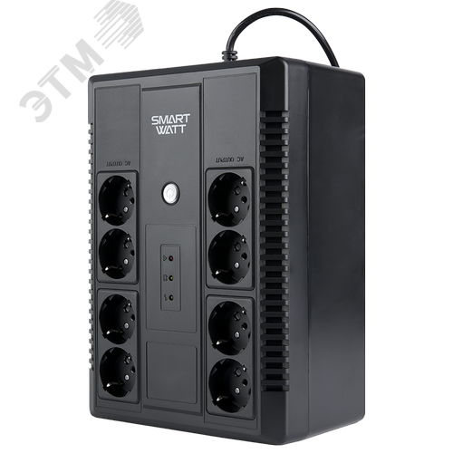 Источник бесперебойного питания SMARTWATT UPS SAFE PRO 850, линейно-интерактивный, мощность 850/480 ВА/Вт, USB, RJ11/45, Shuko - 8 шт., встроенные АКБ