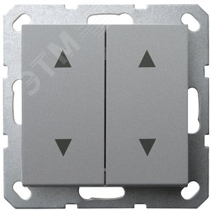 Выключатель двухклавишный для штор 10A 250V~ с накладкой, цвет Алюминий