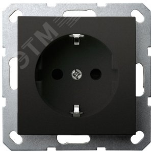 Розетка Schuko с защитными шторками 16A 250V~ 2P+T, цвет черный матовый (soft touch)