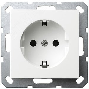 Розетка Schuko с защитными шторками 16A 250V~ 2P+T, цвет белый глянцевый