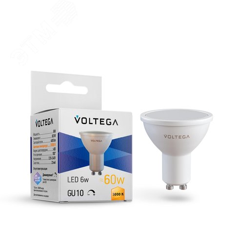 Лампа светодиодная Simple MR16 6W 3000K 110 град GU10 DIM