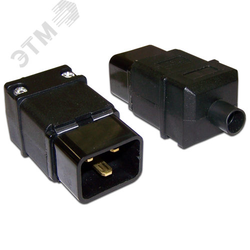 Вилка IEC C20 16A 250V прямая разборная чёрная