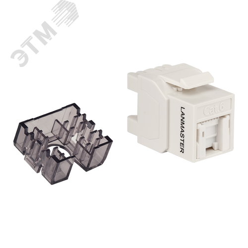 Модуль Keystone, RJ45, неэкранированный, кат.6, со встроенной шторкой, 180 градусов, белый
