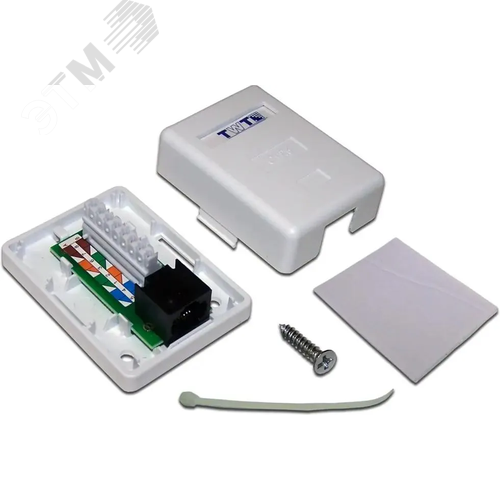 Розетка настенная, 1 порт RJ-45 категории 6, UTP, белая