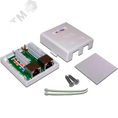Розетка настенная, 2 порта RJ-45 категории 6, STP, белая