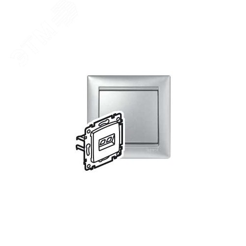 Розетка компьютерная RJ45 категория 5Е UTP с захватами алюминий VALENA DIY