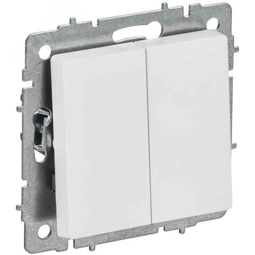 BRITE Выключатель 2-клавишный 10А ВС10-2-0-БрАБ арктический белый IEK
