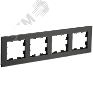 BRITE Рамка 4-местная РУ-4-2-Бр стекло черный матовый IEK