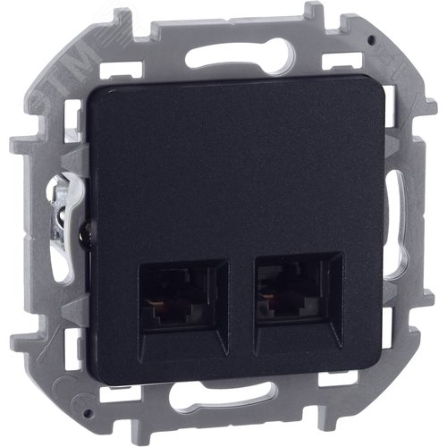 Розетка компьютерная двойная RJ45 категория 5Е UTP антрацит INSPIRIA