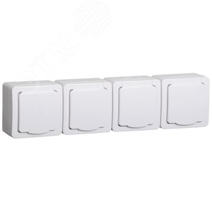 Гермес PLUS Розетка четырехместная наружная белая IP54