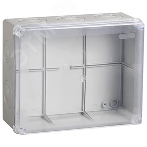 Коробка КМ41278 распаячная для открытой проводки 240х195х165мм IP55 RAL7035 прозрачный красный кабельные вводы