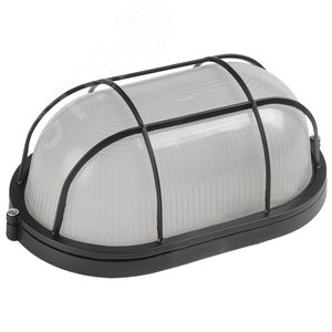 Светильник НПП1402 черный/овал с решеткой 60 Вт IP54