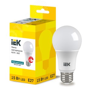 Лампа LED ALFA A60 груша 15Вт 230В 4000К E27 6шт