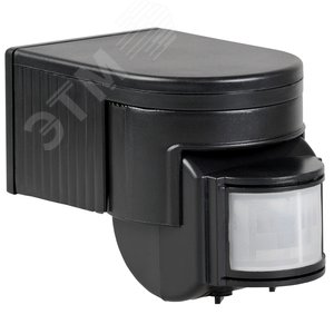 Датчик движения ДД 012 черный, максимальная нагрузка 1100 Вт, угол обзора 180 градусов, дальность 12м, IP44