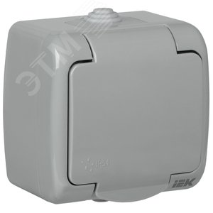 AQUATIC Розетка 1-местная с заземлением и крышкой для открытой установки 16А IP54 РСш12-2-А GENERICA