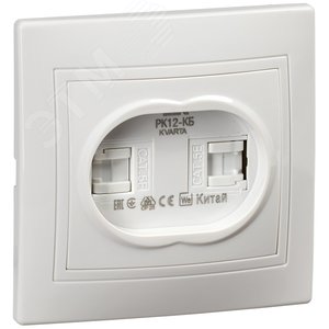 KVARTA Розетка 2-местная компьютерная RJ45 кат.5е РК12-КБ белый GENERICA