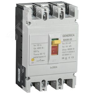 Выключатель автоматический ВА66-35 3Р 200А 25кА GENERICA