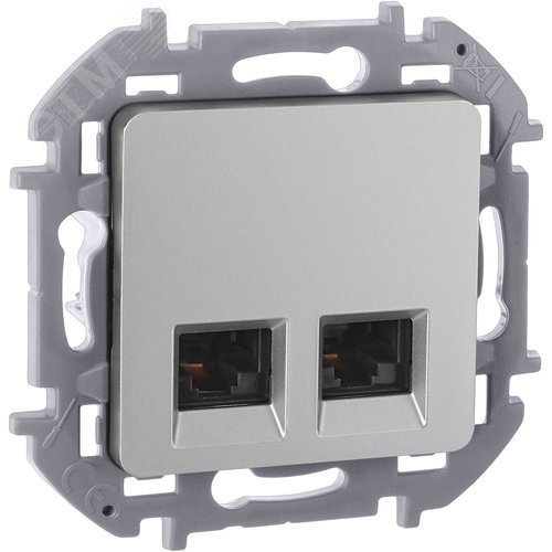 Розетка компьютерная двойная RJ45 категория 5Е UTP алюминий INSPIRIA