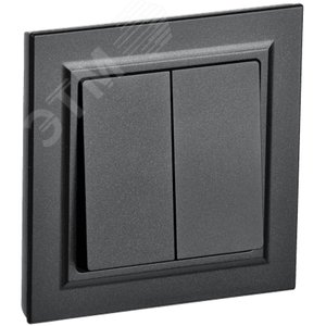 BRITE Выключатель двухклавишный 10А в сборе ВСР10-2-0-БрЧ черный IEK