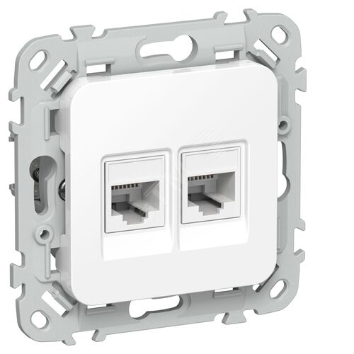 FLITE Розетка 2-местная RJ45/RJ11 категория 5Е/3 UTP РКТ5е/3-2-0-ФлБ белый