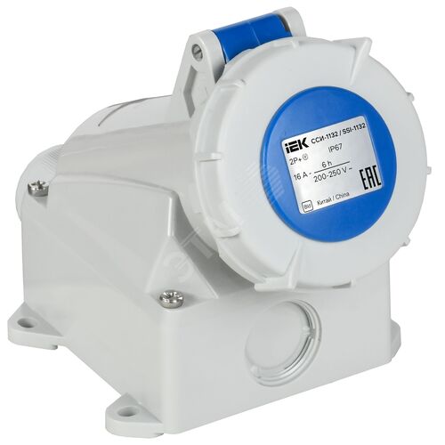 Розетка стационарная ССИ-1132 16А-6ч 220В 2P+PE IP67