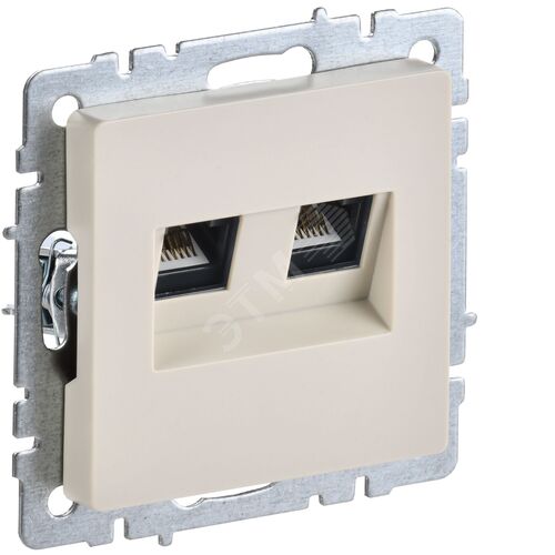 BRITE Розетка компьютерная двойная RJ45 кат.5E РК10-2-БрКр бежевый