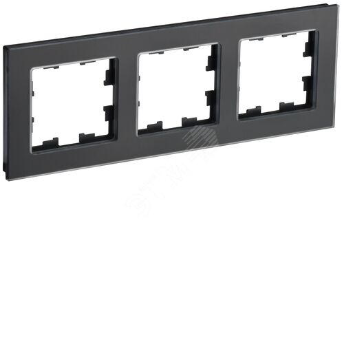 BRITE Рамка 3 поста РУ-3-2-Бр стекло черный матовый IEK