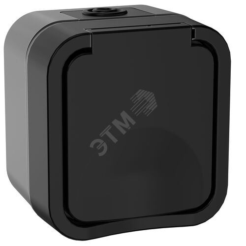 Розетка 1-местная с заземляющим контактом и крышкой TORS 16А IP55 графит