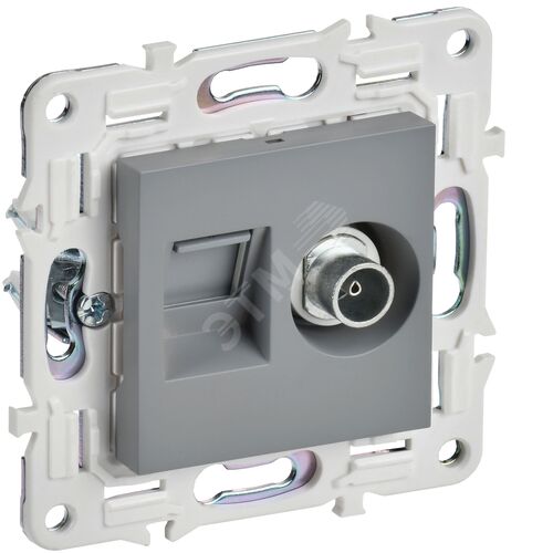 SKANDY Розетка двойная TV+RJ45 кат.6E SK-A15Gr серый IEK