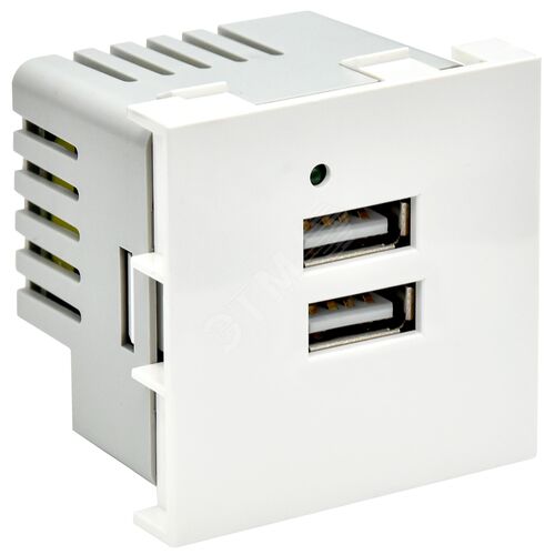 РКЮ-23-40-П Розетка USB A+A 5В 4,2А (2 модуля) белая PRIMER