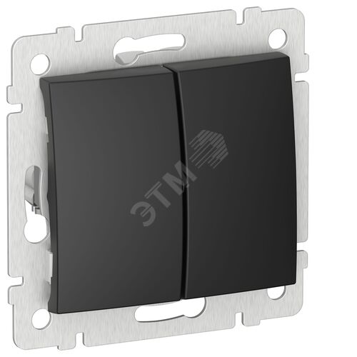 IEKVALENA Выключатель 2-клавишный схема 5 10АХ безвинтовые зажимы 6944831 черный матовый