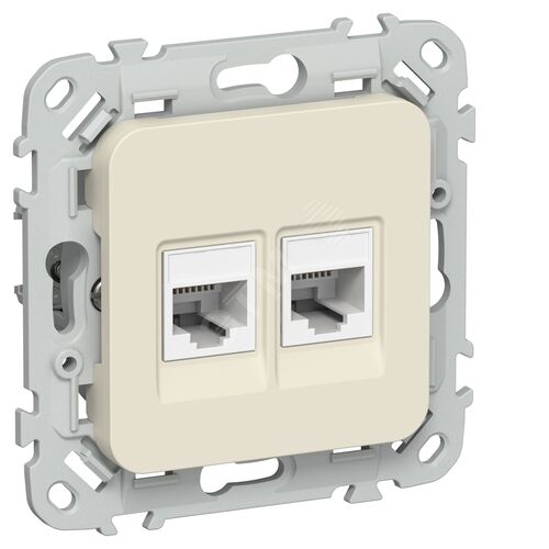 FLITE Розетка 2-местная компьютерная RJ45 категория 5Е UTP РК5е-2-0-ФлСл сливочный