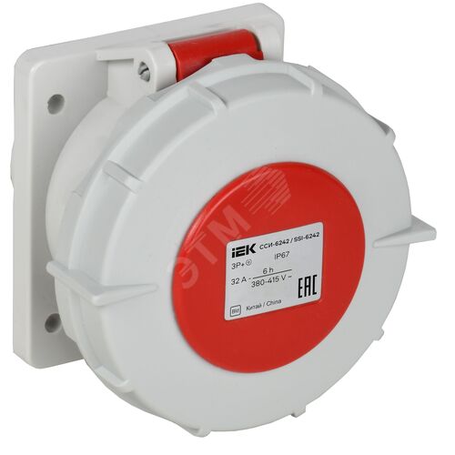 Розетка встраиваемая прямаяССИ-6242 32А-6ч 380В 3P+PE IP67