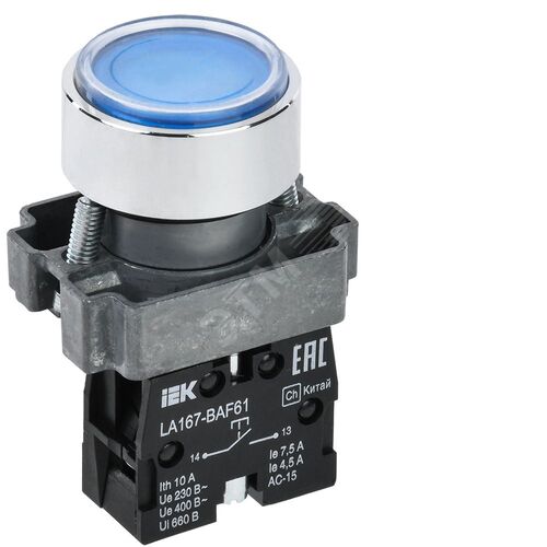 Кнопка LA167-BAF61 d=22мм 1з синяя