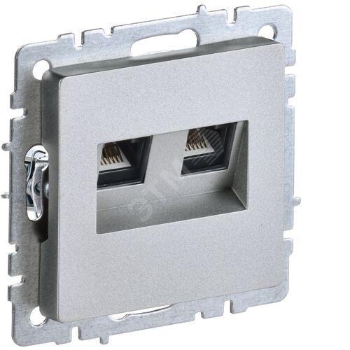 BRITE Розетка компьютерная двойная RJ45 кат.5E РК10-2-БрА алюминий