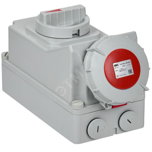 Розетка с механической блокировкой ССИ-824 32А-6ч/380В 3P+PE IP67