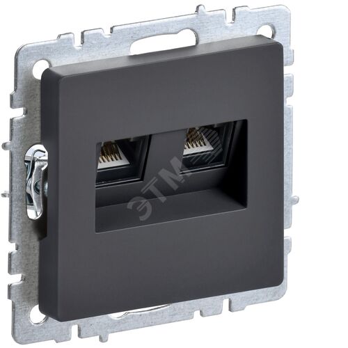 BRITE Розетка компьютерная двойная RJ45 кат.5E РК10-2-БрГ графит
