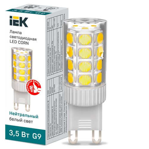 Лампа светодиодная CORN капсула 3,5Вт 230В 4000К керамика G9 IEK