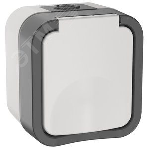 Розетка 1-местная заземляющим контактом и крышкой TORS 16А IP55 белый