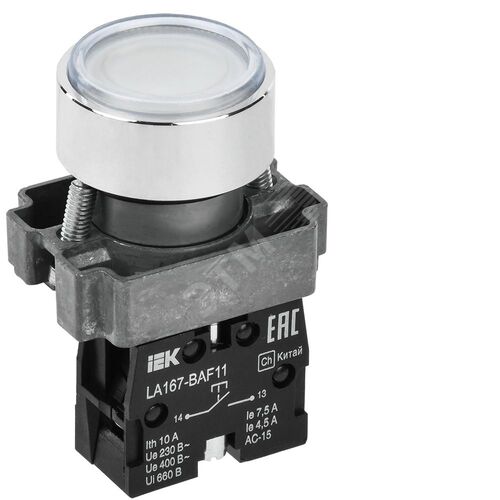 Кнопка управления LA167-BAF11 d=22мм 1NO белая IEK