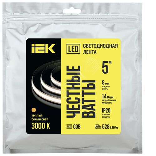 Лента светодиодная 14Вт/м 24В 3000К IP20 528 LED/м LSR11-1-528-20-05 IEK