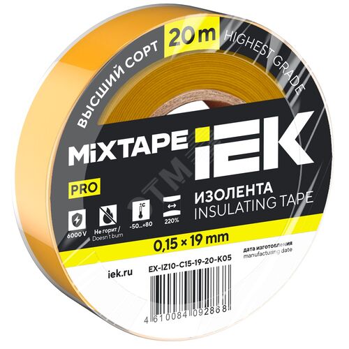 MIXTAPE PRO Изолента 0,15х19мм желтая 20м IEK