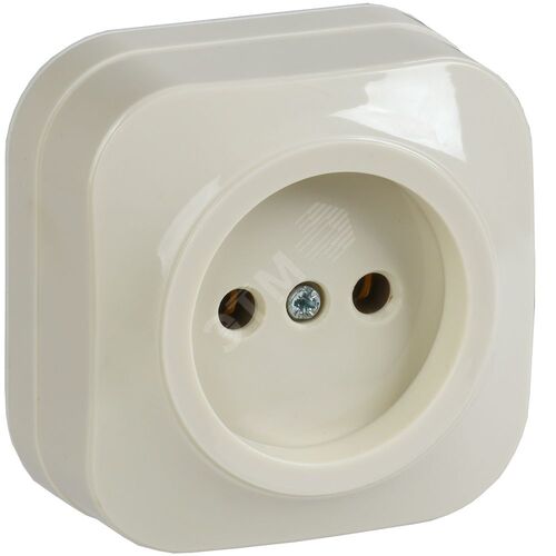 GLORY Розетка одноместная наружная без заземления кремовая