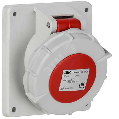 Розетка встраиваемая ССИ-4142 16А-6ч/380В 3P+PE IP67 IEK