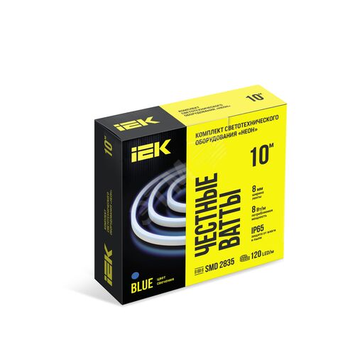 Комплект светодиодной ленты 8Вт/м 220В Blue IP65 120LED/м с драйвером 10м LSR5-B-120-65-2-10-S0 IEK